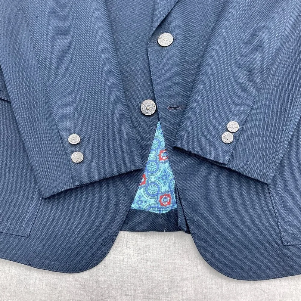 Hart Schaffner Marx Jack Nicklaus Blazer Men 42 Blue Golf‎ Bear Club Button VTG